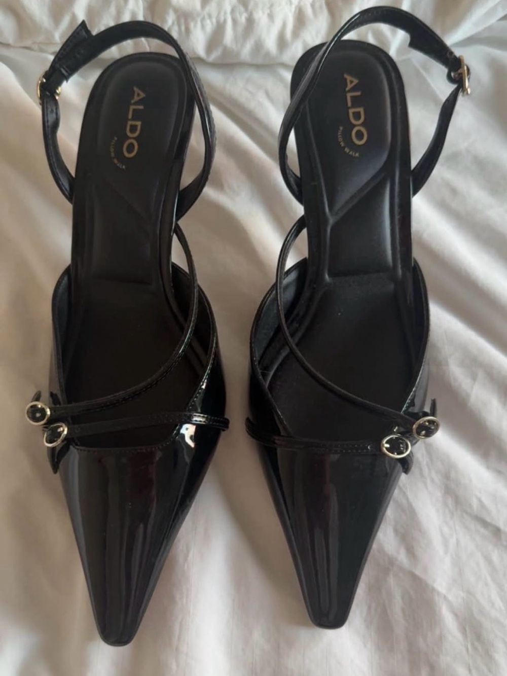 ALDO Pillow Walk Black Patent Slingback Heels – EU 38 / US 7.5